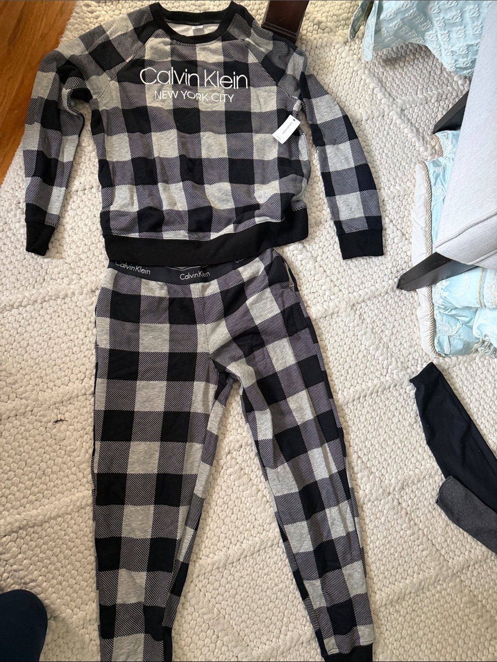 Calvin Klein Black & Gray Plaid Women’s Pajama Set